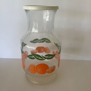 Vintage Glass Libby Orange Juice Holder With Lid Carafe Anchor Hocking